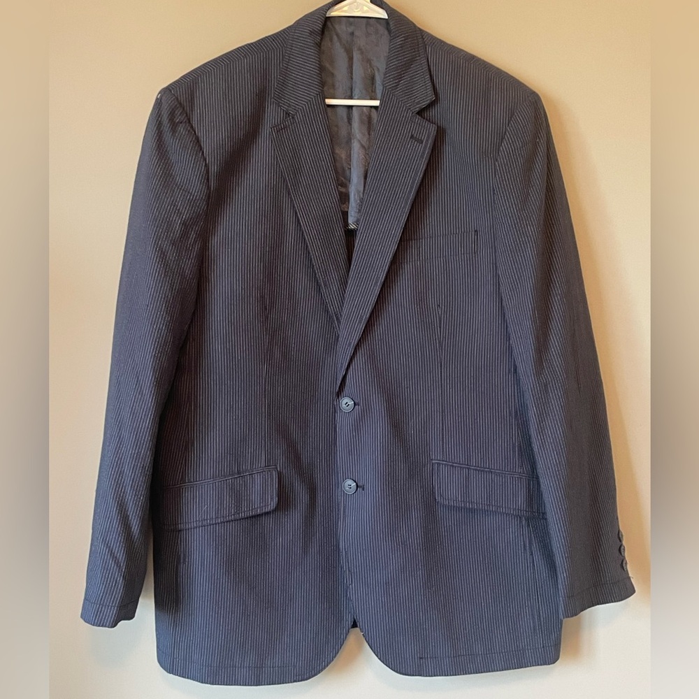 Men's XL Martin Gordon Blue with white pin strip dinner jacket